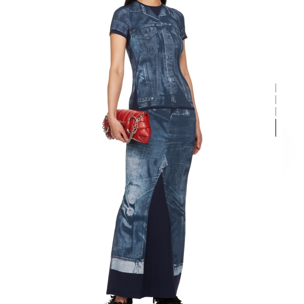 JEAN PAUL GAULTIER BLUE TROMPE L’OELI T-SHIRT AND SKIRT SET